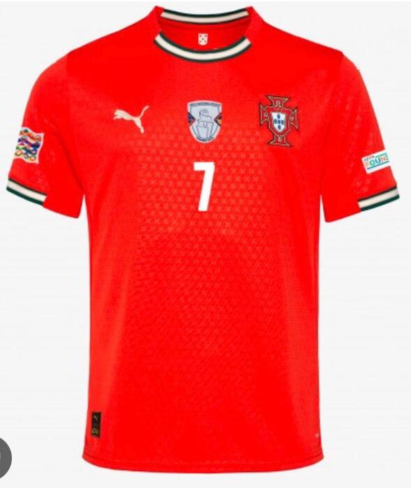 Men's Portugal #7 Cristiano Ronaldo With Patches Nations League 2025 Final Spain Soccer jersey