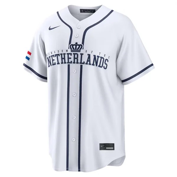 Netherlands Baseball Blank Nike White Home 2026 World Baseball Classic Team Jersey