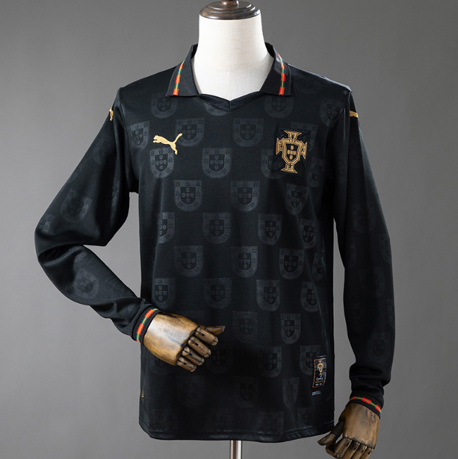 Portugal Blank Or Custom 2025-26 Special Edition Long Sleeve Black Soccer Jersey