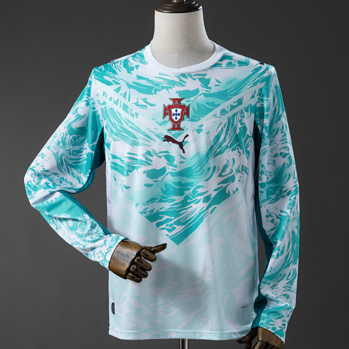 Portugal Blank Or Custom 2026 Away White Long Sleeve Soccer Jersey