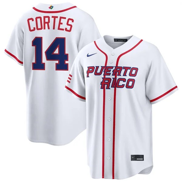 Puerto Rico Baseball #14 Carlos Cortes Nike White Home 2026 World Baseball Classic Limited Jersey