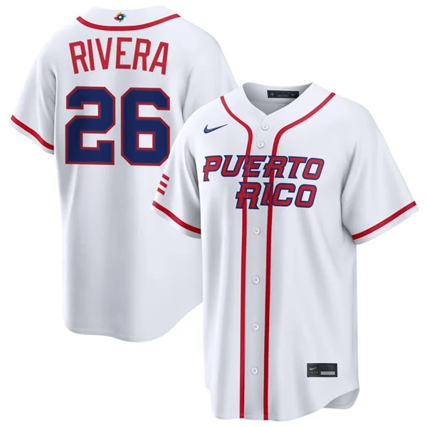 Puerto Rico Baseball #26 Emmanuel Rivera Nike White Home 2026 World Baseball Classic Limited Jersey