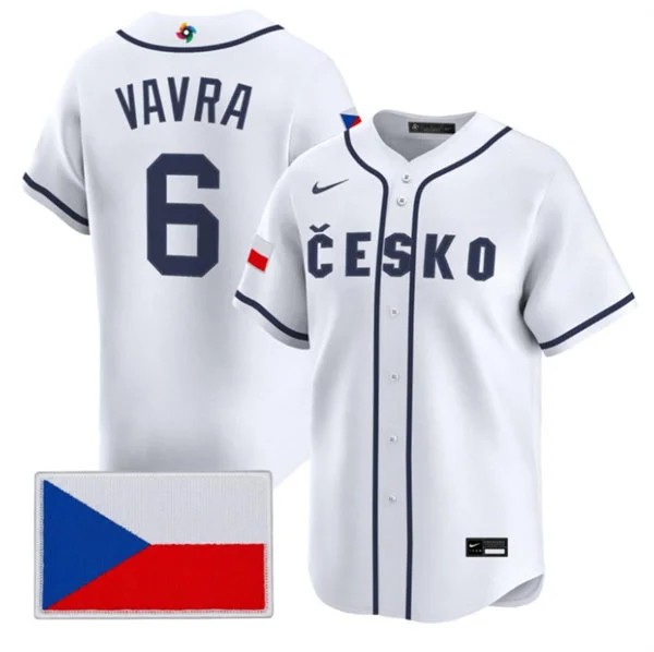 Czech Republic Baseball #6 Terrin Vavra Nike White 2026 World Baseball Classic Jersey