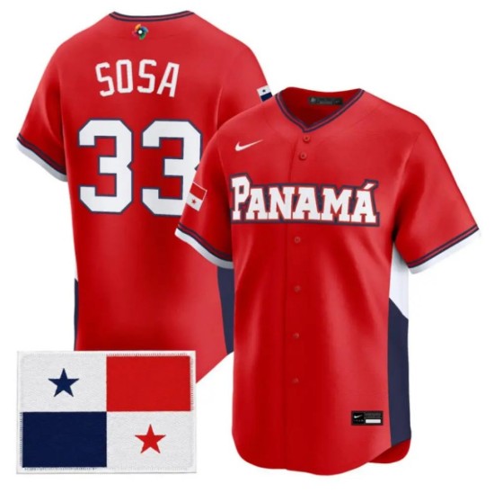 Panama Baseball #33 Edmundo Sosa 2026 World Baseball Red Limited Jersey