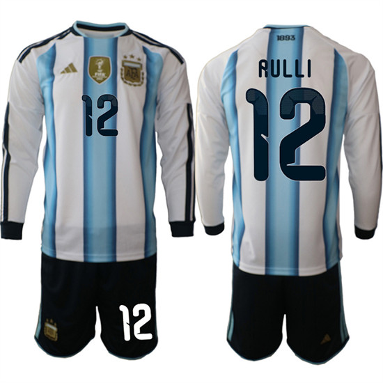 Men's Argentina #12 RULLI Long Sleeve National Team FIFA x World Cup 2026 Home White On Field Jersey