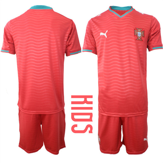Youth Portugal Blank National Team FIFA x World Cup 2026 Home Red On Eusebio special edition Kids Jersey