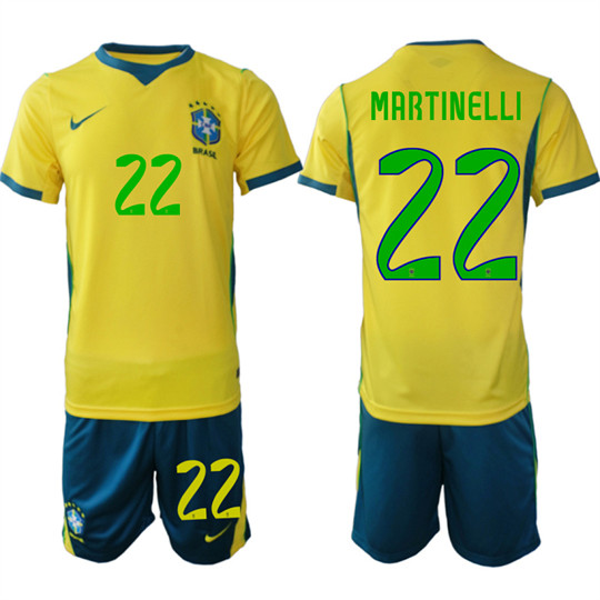 Men's Brazil #22 MARTINELLI National Team FIFA x World Cup 2026 Home On Field Jersey