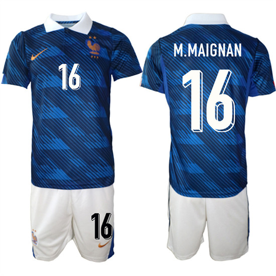 Men's France #16 M.MAIGNAN National Team FIFA x World Cup 2026 Home On Field Jersey