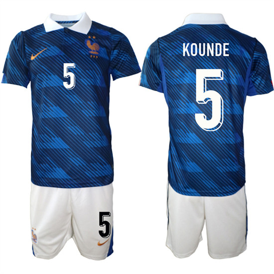 Men's France #5 KOUNDE National Team FIFA x World Cup 2026 Home On Field Jersey