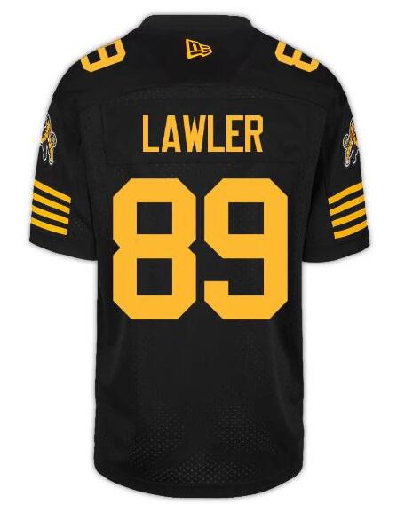 CFL Hamilton tiger cats #89 LAWLER Black Crested Home Replica Jersey