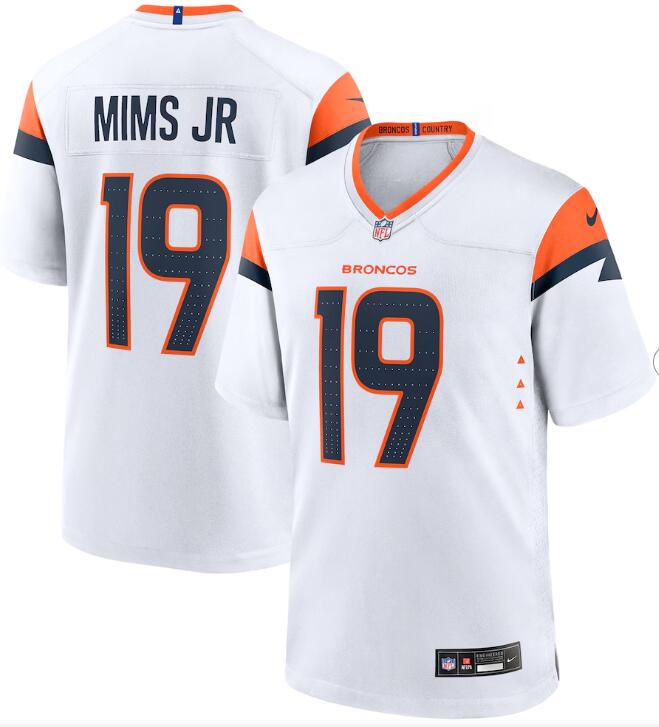 Men's Nike Marvin Mims Jr White #19 Denver Broncos Game Jersey