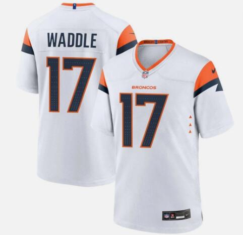 Men's Denver Broncos #17 Jaylen Waddle Nike White Game Jersey