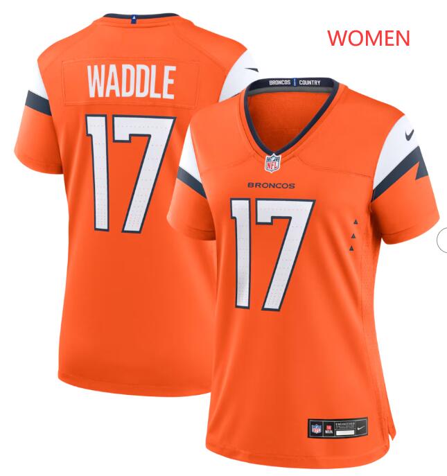 Women's Denver Broncos #17 Jaylen Waddle Nike Orange Game Jersey