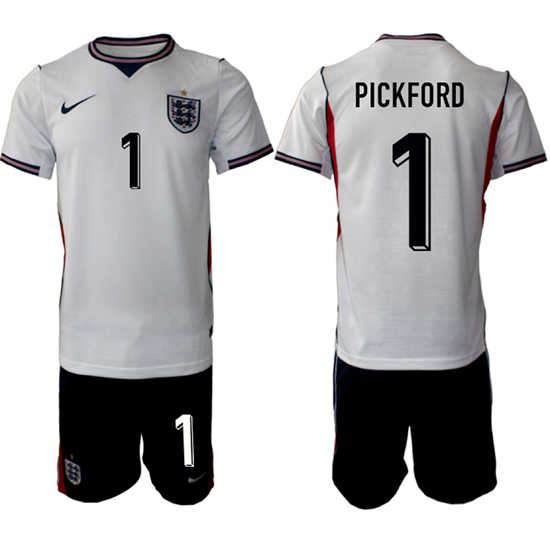 Men's England #1 PICKFORD National Team FIFA x World Cup 2026 Home On Field Jersey