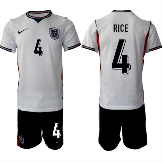Men's England #4 RICE National Team FIFA x World Cup 2026 Home On Field Jersey