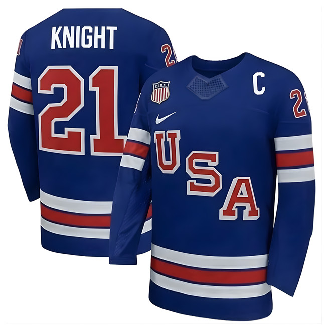 Men's USA #21 Knight Royal 2026 With C Patch Stitched Hockey Jersey