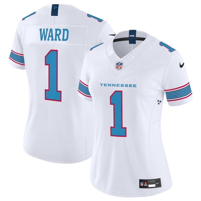 Women's Tennessee Titans #1 Cameron Ward White 2026 F.U.S.E. Vapor Limited Stitched Football Jersey(Run Small)