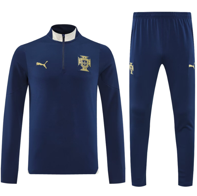 Portugal 2025-26 Tracksuits Dark Blue Training Sweatshirt and Pants
