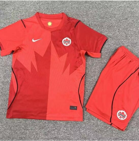 Kids Canada Blank or Custom Team FIFA x World Cup 2026 Home Red On Field Suit Jersey