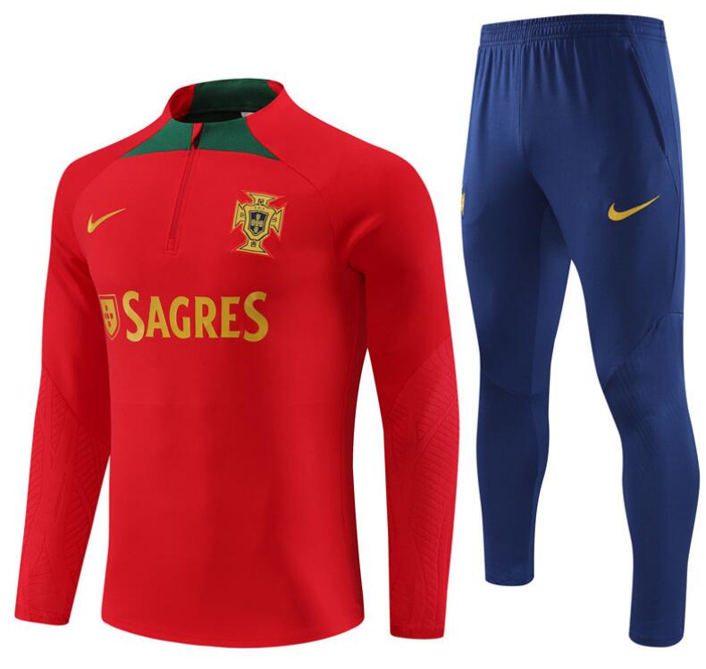 Portugal 2023-24 Tracksuits Red Training Sweatshirt and Pants
