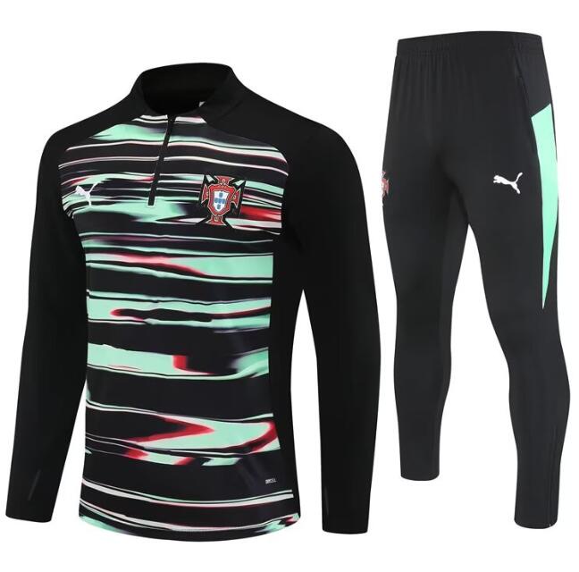 Portugal 2025-26 Tracksuits Black Green Training Sweatshirt and Pants
