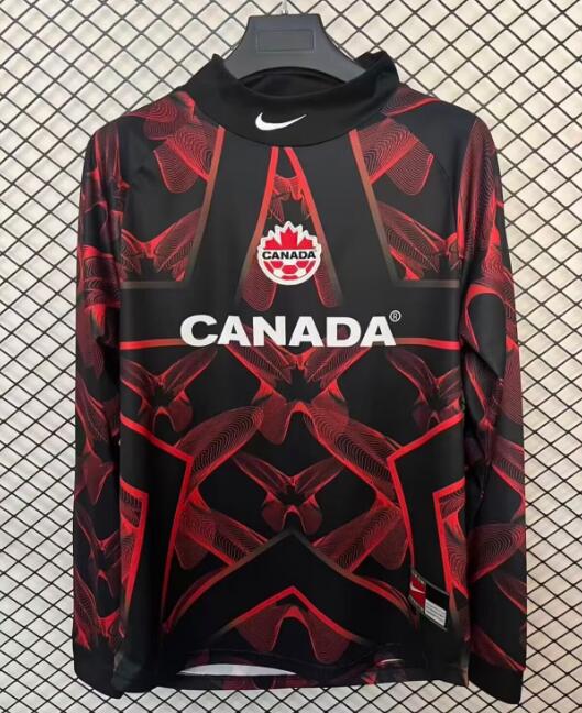 Men's Canada Blank 2026-27 Goalkeeper Long Sleeve Black & Red Thailand Soccer Jersey