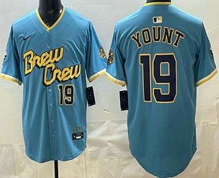 Men's Milwaukee Brewers #19 Robin Yount Powder Blue Limited Jersey