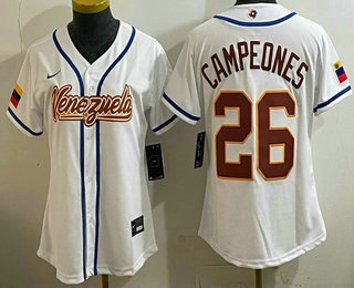 Women's Venezuela #26 Campeones White 2026 World Baseball Classic Cool Base Jersey