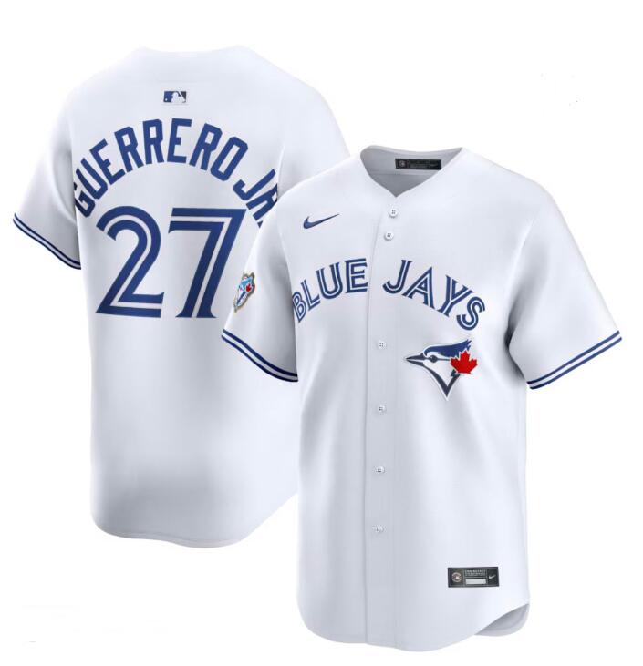 Men's Toronto Blue Jays #27 Vladimir Guerrero Jr. Nike White 50th Season Patch Stadium CoolBase Jersey