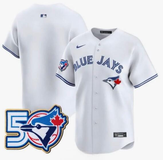 Men's Toronto Blue Jays Blank Nike White 50th Season Patch Stadium CoolBase Jersey