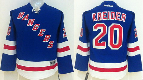 New York Rangers #20 Chris Kreider Light Blue Kids Jersey