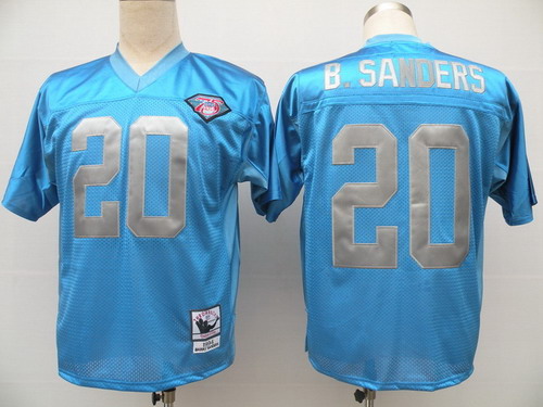 Detroit Lions #20 Barry Sanders Blue 75TH Throwback Jersey