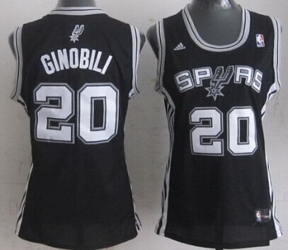 San Antonio Spurs #20 Manu Ginobili Black Womens Jersey