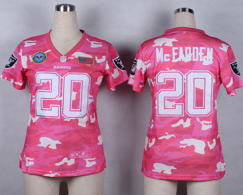 Nike Oakland Raiders #20 Darren McFadden 2014 Salute to Service Pink Camo Womens Jersey