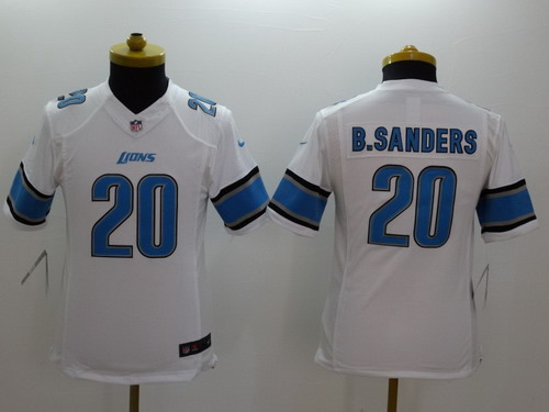 Nike Detroit Lions #20 Barry Sanders White Limited Kids Jersey