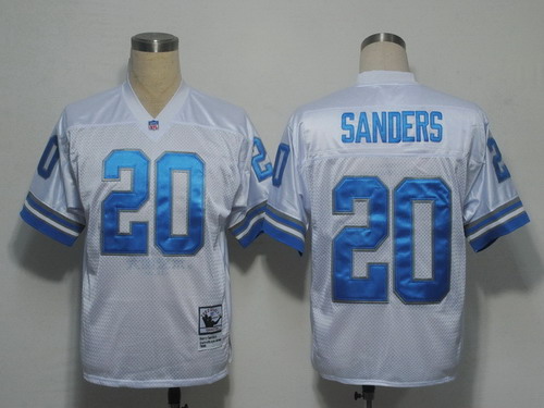 Detroit Lions #20 Barry Sanders White Throwback Jersey