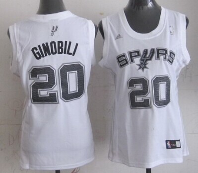 San Antonio Spurs #20 Manu Ginobili White Womens Jersey