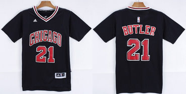 Chicago Bulls #21 Jimmy Butler Revolution 30 Swingman 2014 New Black Short-Sleeved Jersey