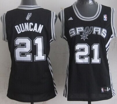 San Antonio Spurs #21 Tim Duncan Black Womens Jersey