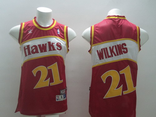 Atlanta Hawks #21 Dominique Wilkins Red Swingman Throwback Jersey