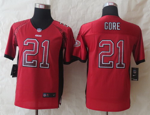 Nike San Francisco 49ers #21 Frank Gore Drift Fashion Red Kids Jersey