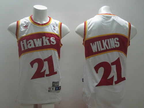 Atlanta Hawks #21 Dominique Wilkins White Swingman Throwback Jersey