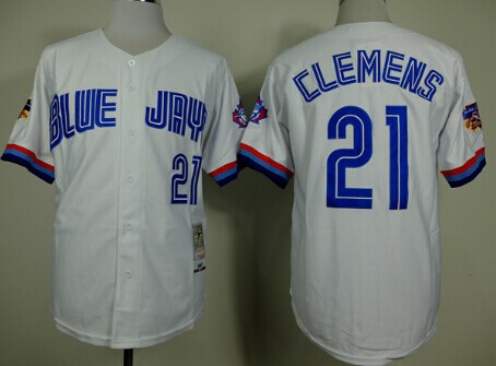 Toronto Blue Jays #21 Roger Clemens 1997 White Throwback Jersey