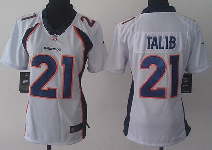 Nike Denver Broncos #21 Aqib Talib 2013 White Limited Womens Jersey