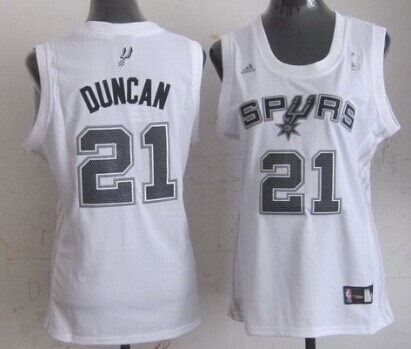 San Antonio Spurs #21 Tim Duncan White Womens Jersey