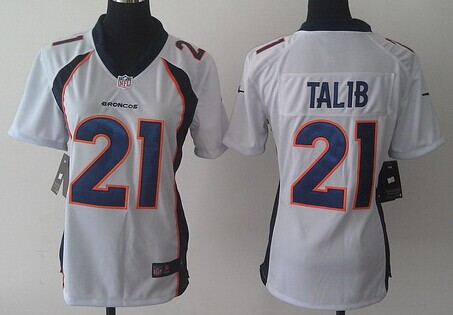 Nike Denver Broncos #21 Aqib Talib 2013 White Game Womens Jersey