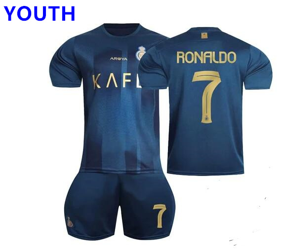 Youth 23-24 Riyadh Victory Away Soccer Jersey Suit Set No.7 RONALDO Football Uniform Kit2