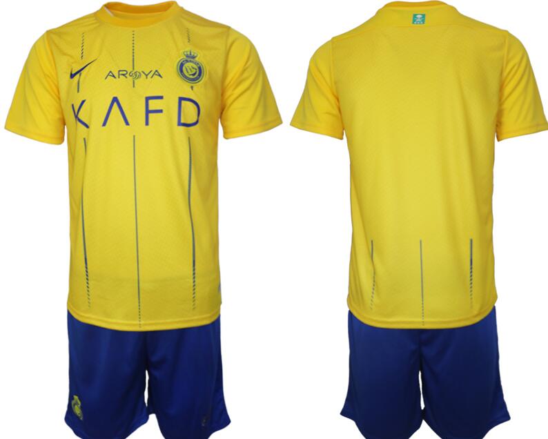 23-24 Riyadh Victory Home Soccer Jersey Suit Set Unnumbered Adult Football Kit Uniform