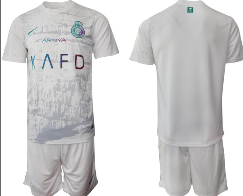 23-24 Riyadh Victory White Soccer Jersey Suit Set Blank or Custom Adult Football Uniform Kit