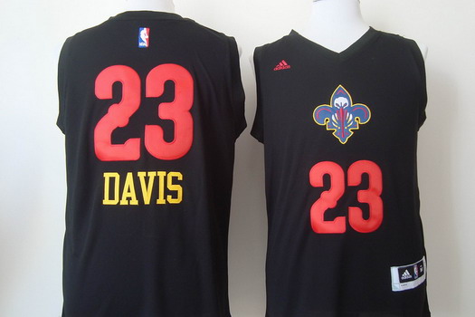 New Orleans Pelicans #23 Anthony Davis 2015 Black With Red Fashion Jersey